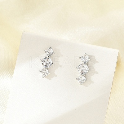 Brass Micro Pave Clear Cubic Zirconia Stud Earrings EJEW-R016-26P-14-1