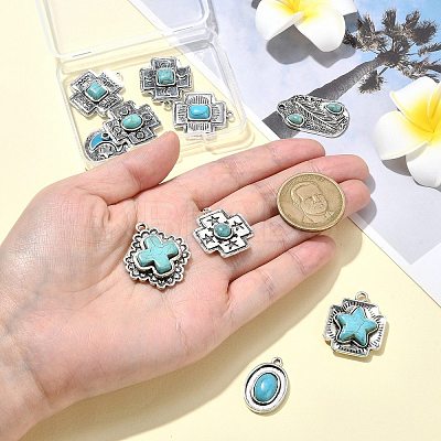 10Pcs 10 Styles Tibetan Style Alloy Pendants FIND-CJ0002-17-1