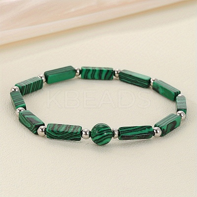 Synthetic Malachite Beaded Stretch Bracelets for Men Women WGE4A78-07-1
