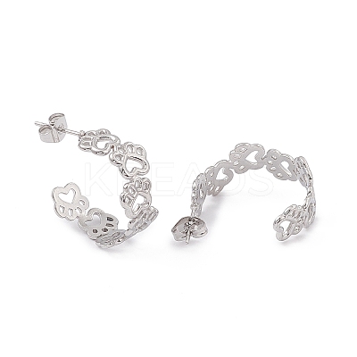 Non-Tarnish 304 Stainless Steel Bear Paw Print Wrap Stud Earrings for Women LS-EJEW-B018-12P-1