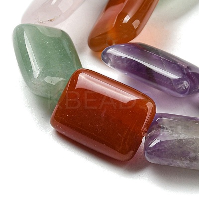 Natural Amethyst & Rose Quartz & Red Agate & Green Aventurine & Tiger Eye Beads Strands G-T121-24-1