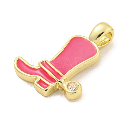 Brass with Cubic Zirconia with Enamel Pendant KK-Q814-22G-06-1