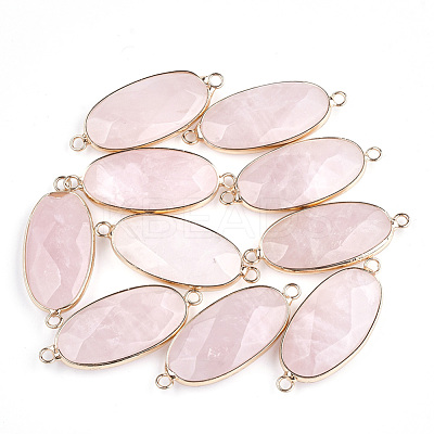 Natural Rose Quartz Links connectors G-S344-03G-1