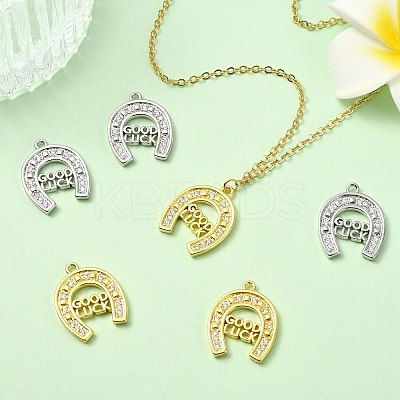 6Pcs 2 Colors Brass Micro Pave Cubic Zirconia Pendants KK-CJ0003-39-1