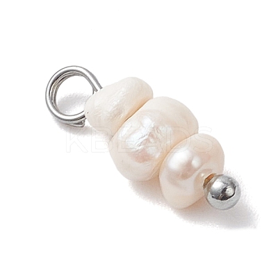 Natural Cultured Freshwater Pearl Potato Beaded Charms PALLOY-JF04642-02-1
