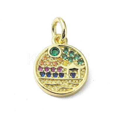 Brass Micro Pave Colorful Cubic Zirconia Pendants KK-H475-18G-04-1