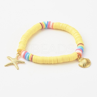 Handmade Polymer Clay Heishi Beads Stretch Bracelets BJEW-JB0001-CPQ-1