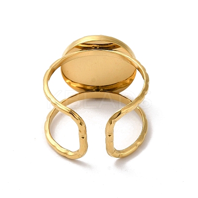 6Pcs 6 Style Flat Round & Oval & Hollow 304 Stainless Steel Open Cuff Rings Set RJEW-P092-05G-M-1