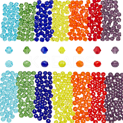 14 Strands 14 Style Imitate Austrian Crystal Bicone Glass Beads Strands GLAA-WR0001-01-1
