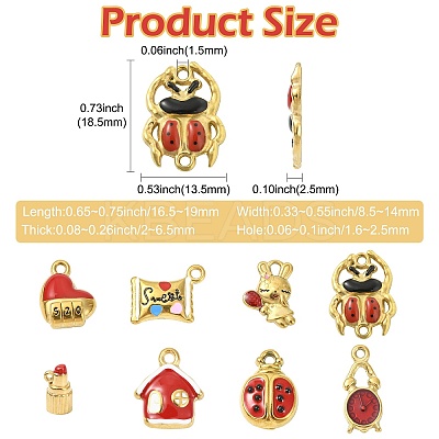 8Pcs 8 Styles 304 Stainless Steel Enamel Pendants STAS-CJ0003-08-1