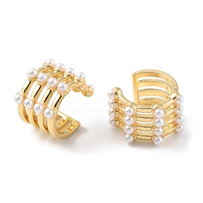 Plastic Imitation Pearl Beaded Cuff Earrings EJEW-P227-10G-1