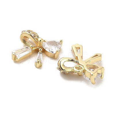 Brass Micro Pave Clear Cubic Zirconia Pendants KK-C054-26G-1