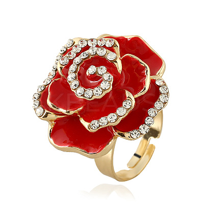 Adjustable Alloy Rhinestone Finger Rings for Women TP7794-1-1