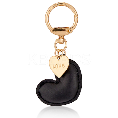 1Pc Imitation Leather Heart Keychain KEYC-CL0001-14A-1