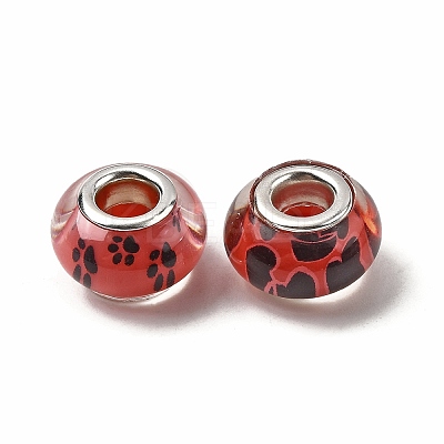 Printed Transparent Resin European Beads RESI-C063-03H-1
