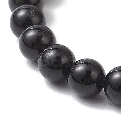 Natural Selenite & Labradorite & Black Tourmaline & Shell Beaded Stretch Bracelets for Women BJEW-JB13084-1