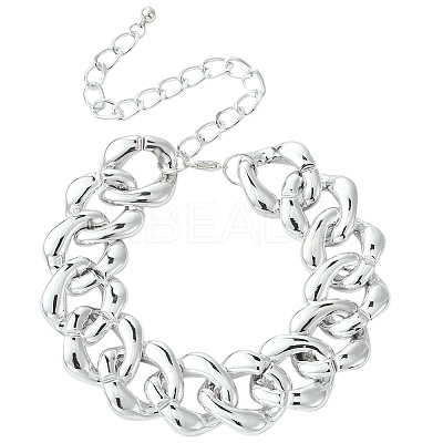 1Pc Aluminum Chunky Cuban Link Chain Choker Necklaces for Women NJEW-SP0001-11P-1