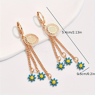 Fashionable Classic Brass Flower Tassel Hoop Earrings TS2520-1
