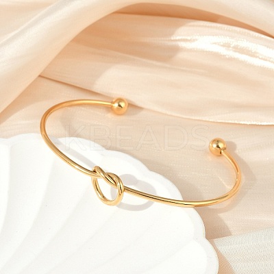 Ion Plating(IP) 304 Stainless Steel Knot Cuff Bangles for Women BJEW-M233-04G-1