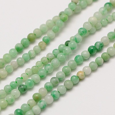 Natural Gemstone Green Spot Jasper Round Beads Strands X-G-A130-2mm-07-1