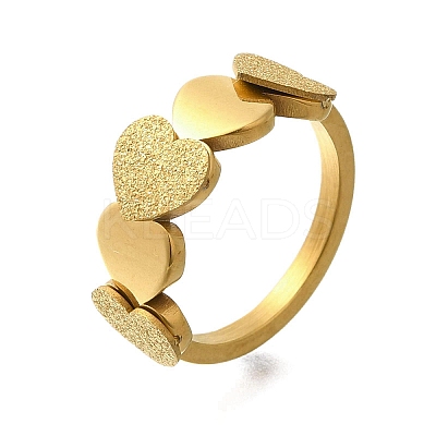 Textured Heart 304 Stainless Steel Finger Ring for Women RJEW-L126-15B-G-1