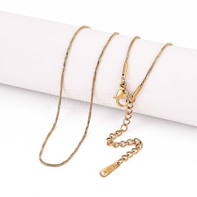 1MM 304 Stainless Steel Snake Chain Necklaces NJEW-N058-05G-1