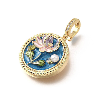 Brass Micro Pave Cubic Zirconia & Enamel Pendants KK-R222-11G-05-1