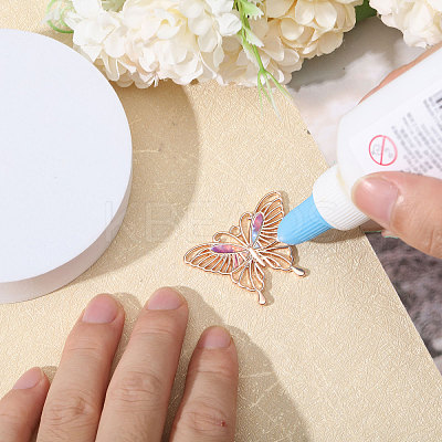 5 Styles Butterfly Zinc Alloy Open Back Bezel Pendants FIND-CA0009-52RG-1