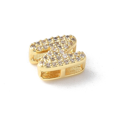 Brass Micro Pave Clear Cubic Zirconia Initial Multi-strand Links KK-S520-01G-14-1
