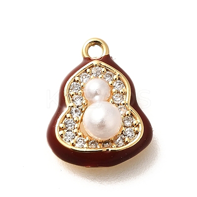 Brass Micro Pave Cubic Zirconia Charms KK-C085-21G-1