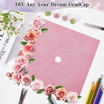 Square EVA Glitter Graduation Cap Topper Stickers DIY-WH20053-05E-1