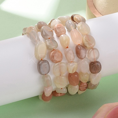 Natural Multi-Moonstone Stretch Beaded Bracelets BJEW-K213-C14-1