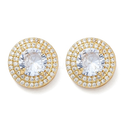 Brass Micro Pave Clear Cubic Zirconia Clip-on Earrings EJEW-H154-11B-G-1