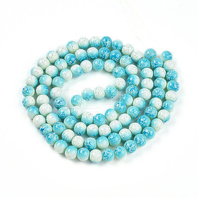 Transparent Baking Paint Glass Beads Strands X-DGLA-N009-8mm-05-1