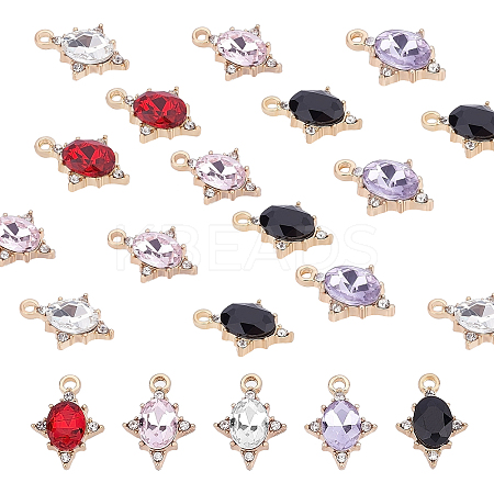 30Pcs 5 Colors Alloy Glass Charms GLAA-CA0001-22-1