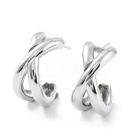 Letter X Rack Plating Brass Studs Earrings for Women KK-Z038-05P-1