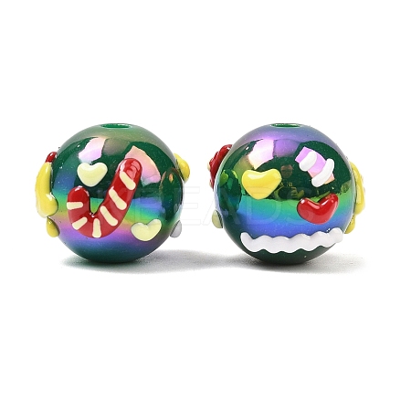 Christmas UV Plating Opaque Acrylic Beads OACR-H057-01D-1