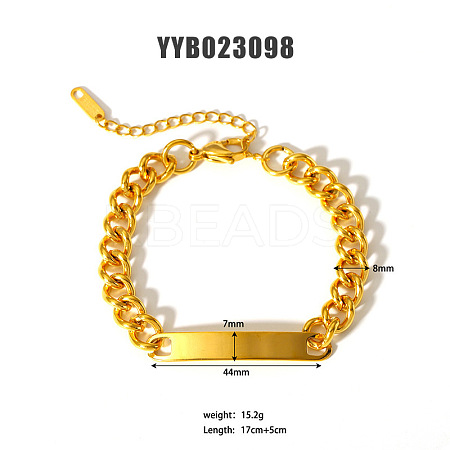 European Style 304 Stainless Steel Cuban Link Chains Bracelet HM2215-8-1