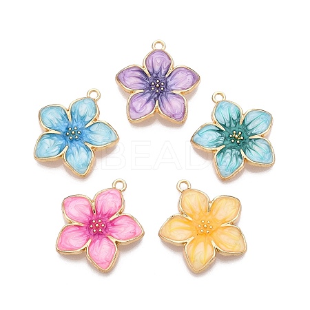 Rack Plating Alloy Enamel Pendants ENAM-N056-365KCG-1