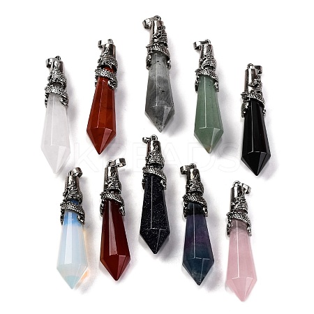 Gemstone Pointed Big Pendants G-Q184-02AS-1