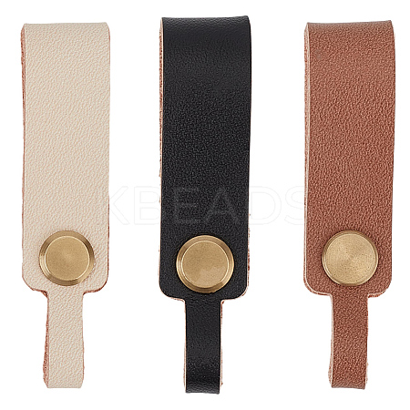 3Pcs 3 Colors Cowhide Leather Keychains KEYC-CL0001-32-1