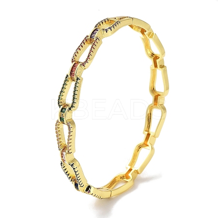 Brass Micro Pave Cubic Zirconia Hinged Bangles BJEW-Z061-01A-1