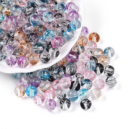 Baking Paint Transparent Glass Beads X1-DGLA-R053-8mm-M-1