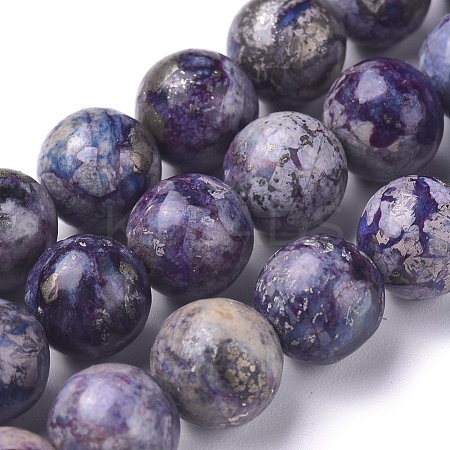 Natural African Pyrite Beads Strands G-D0006-C04-8mm-02-1