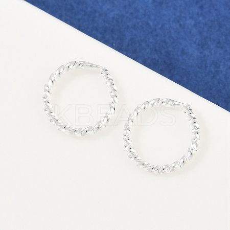 Brass Twist Ring Hoop Earrings EJEW-F378-01S-1