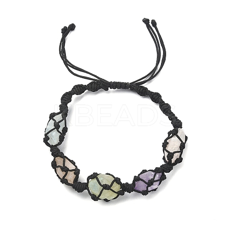 Dyed Natural Quartz Crystal Braided Bead Bracelets BJEW-TA00346-01-1