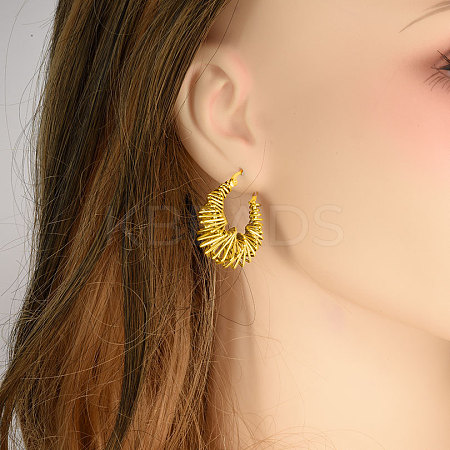 304 Stainless Steel Irregular Twist Hoop Earrings KB0349-2-1
