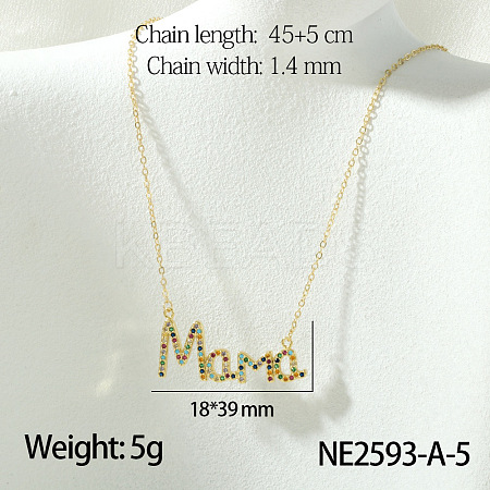 Mother's Day Brass Micro Pave Colorful Cubic Zirconia Pendant Necklaces FS-WG67A5B-05-1