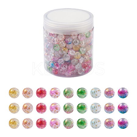 Transparent Spray Painted Crackle Glass Beads Strands GLAA-TA0003-09-1