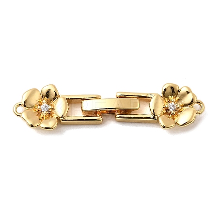 Brass Micro Pave Clear Cubic Zirconia Fold Over Clasps X-KK-C075-32G-1